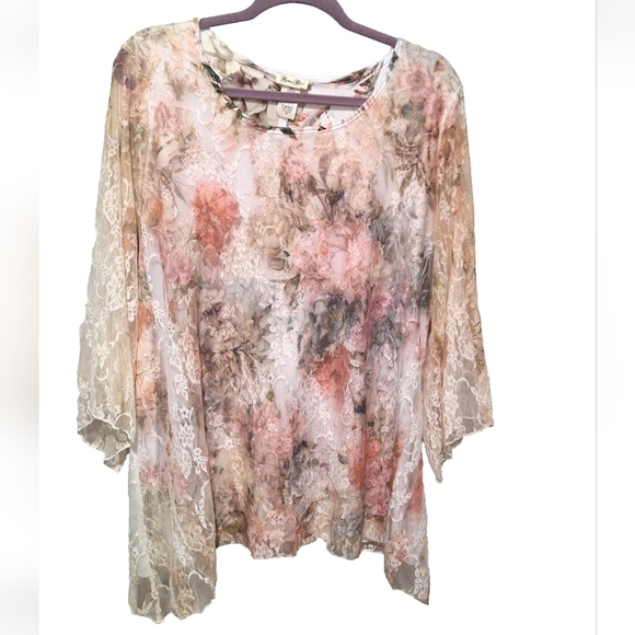 Vintage Y2K Lace Asymmetrical Top Sz 3X Light Fairy Grunge Indie Whimsigoth - Picture 3 of 6